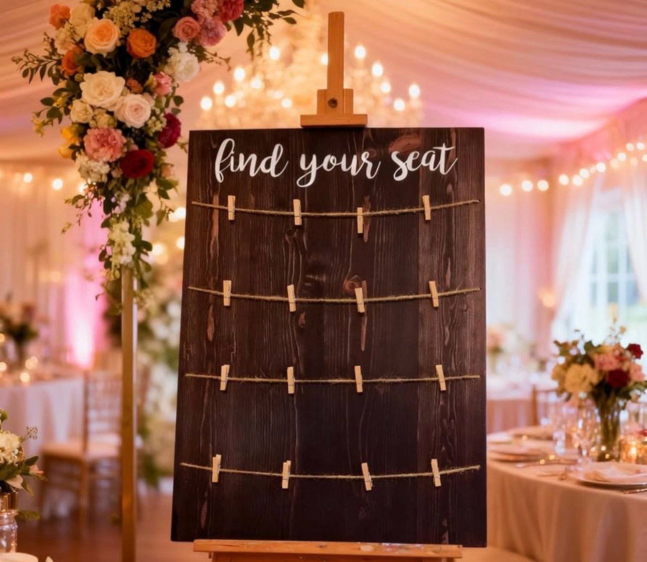 Wedding Decor Table Numbers and a Find Your Seat Board