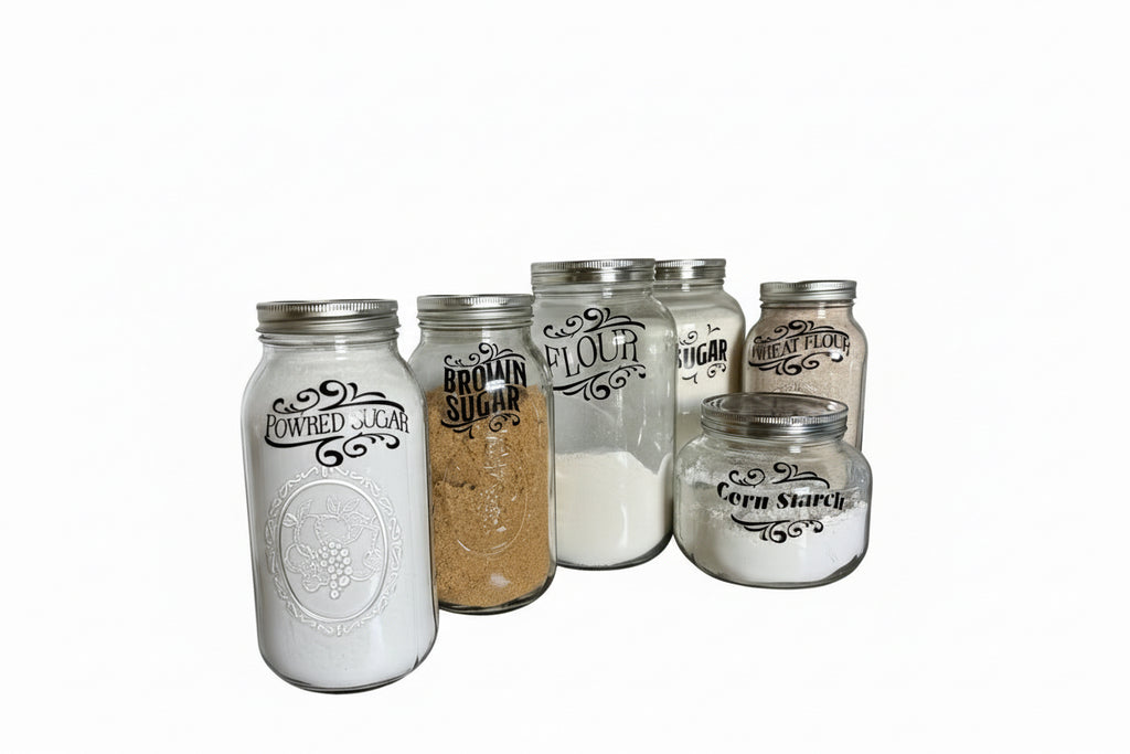 Labeled Jars For Dry Food Storage