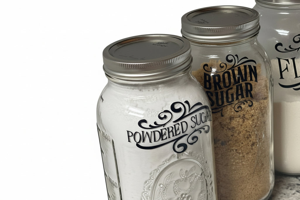 Labeled Jars For Dry Food Storage