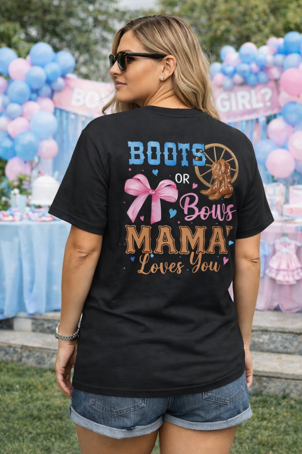 “Boots and Bows MAMA Loves You” Tee Shirt