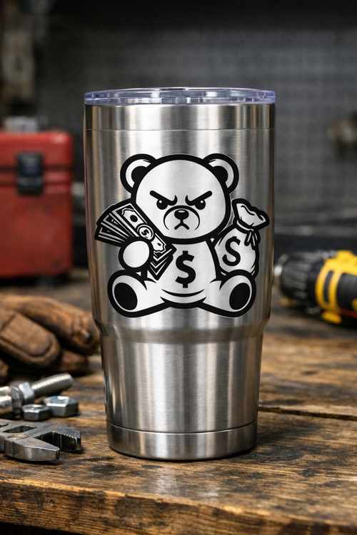 Angry Money Bear Vinyl Decal