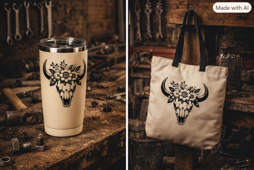 Bull Head with a Flower Crown Vinyl Decal