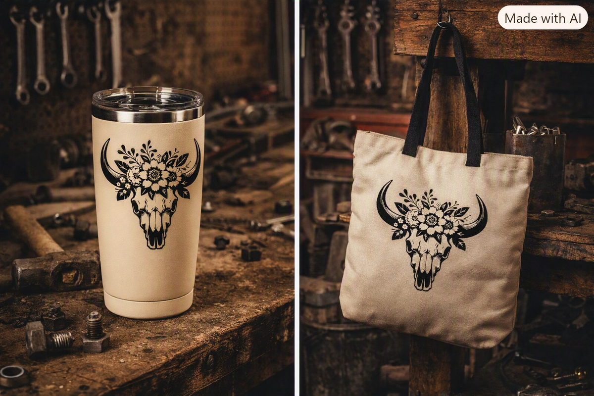 Bull Head with a Flower Crown Vinyl Decal