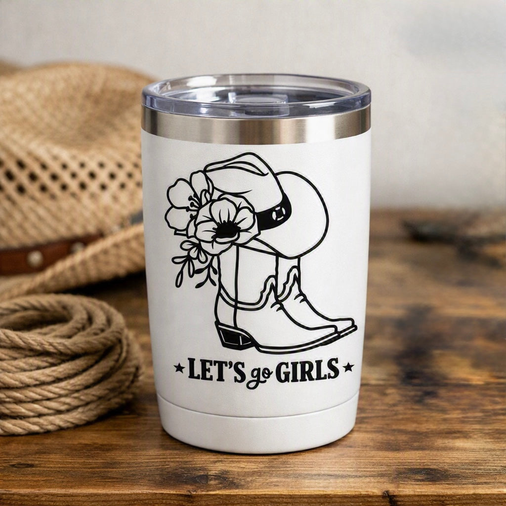 Let’s Go Girls Hats, Boots and Flowers Vinyl Decal