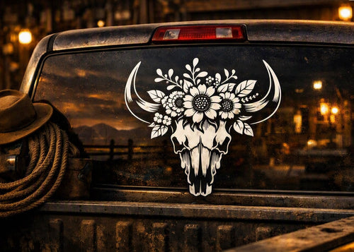 Bull Head with a Flower Crown Vinyl Decal