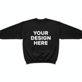 Black Crewneck Flat Lay Front - Arms Out