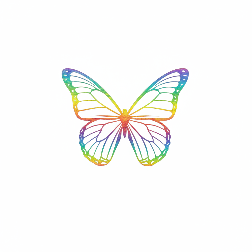 Holographic butterfly decal flat lay