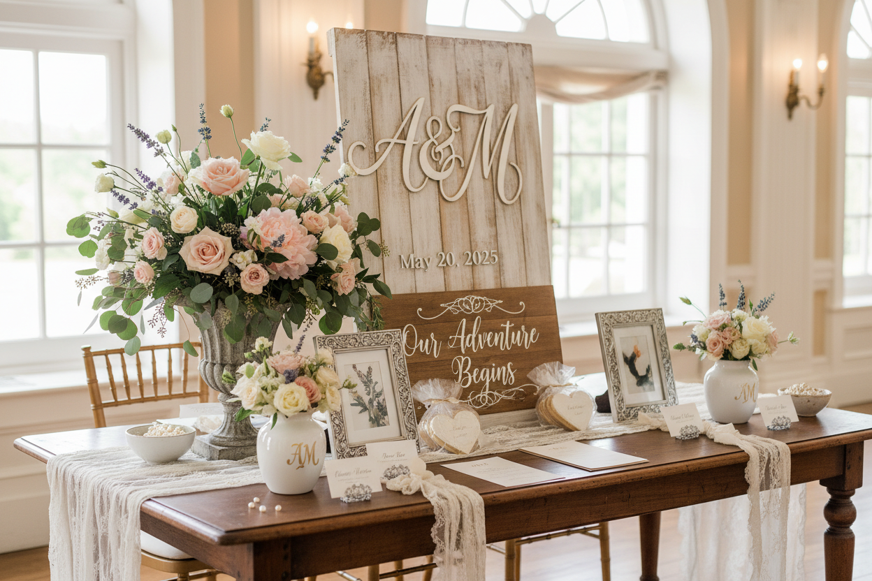 Making custom wedding decor and wall art and personalized idemds 
