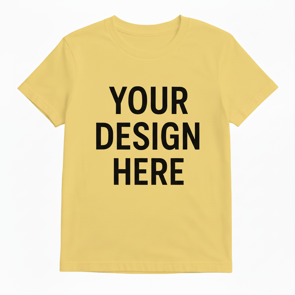 Yellow t-shirt front black text